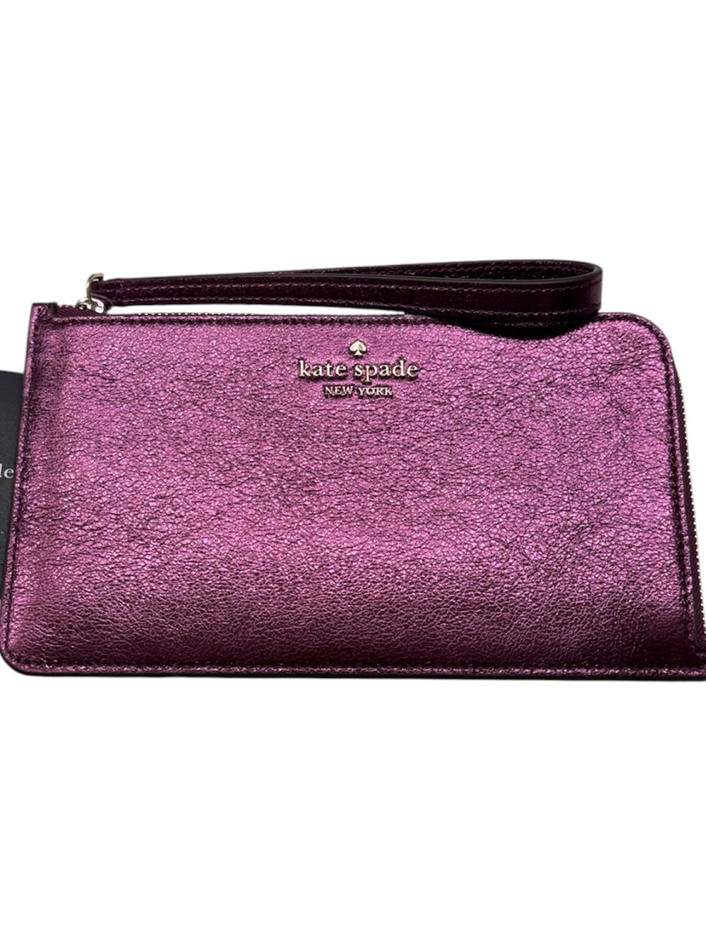 kate spade medium Lucy purple metallic leather wristlet NWT